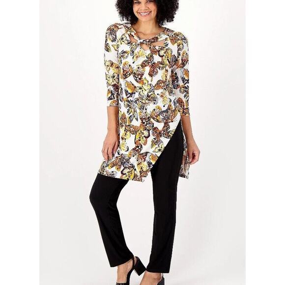 XXS BUTTERFLY A518217 Attitudes by Renee Regular Como Jersey Twist Neck 2-pc Set - Picture 3 of 3